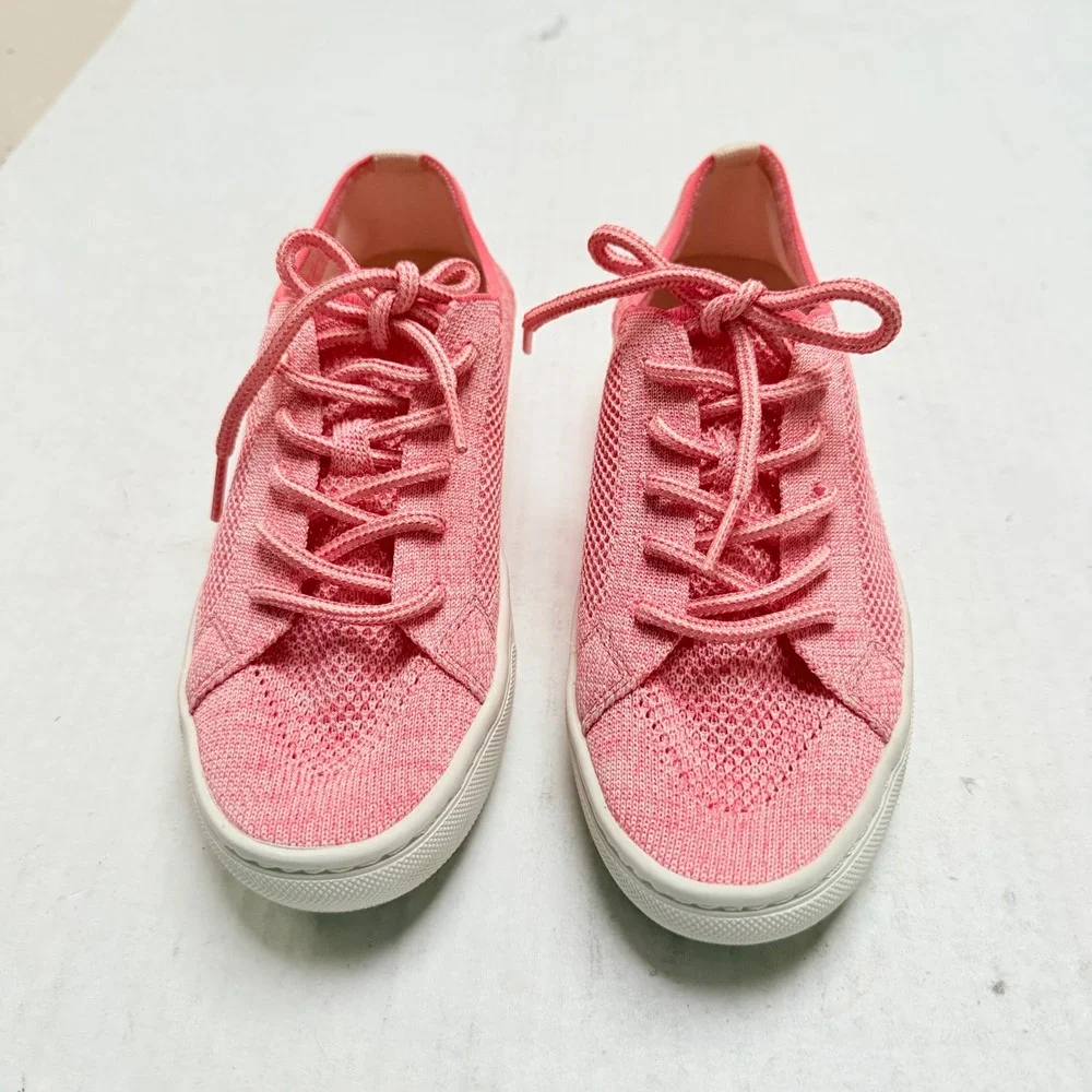 Soludos Ashore Mesh Sneakers Pink Coral Lace Up Low Top Shoes Womens 7